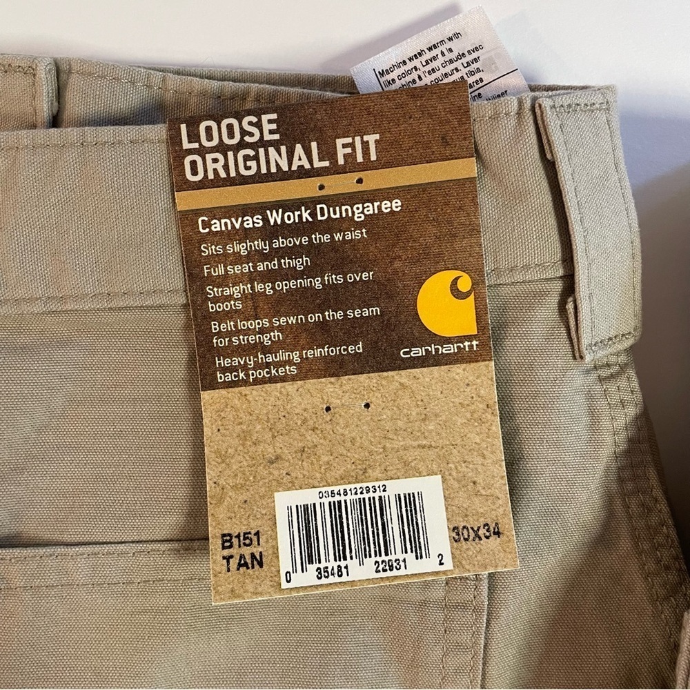 Carhartt Men's Loose Original Fit Canvas Work Dungaree Size 30x34 - Picture 3 of 5